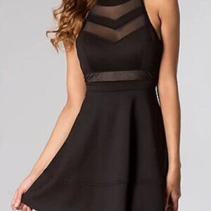 Emerald Sundae Macy's Black Cocktail Dress✨ A Line Fit n Flare Halter Medium